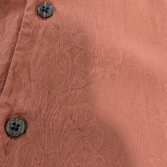 Tommy Bahama Mens Hawaiian Shirt XL Salmon 100% Silk Short Sleeve Casual - Picture 8 of 9